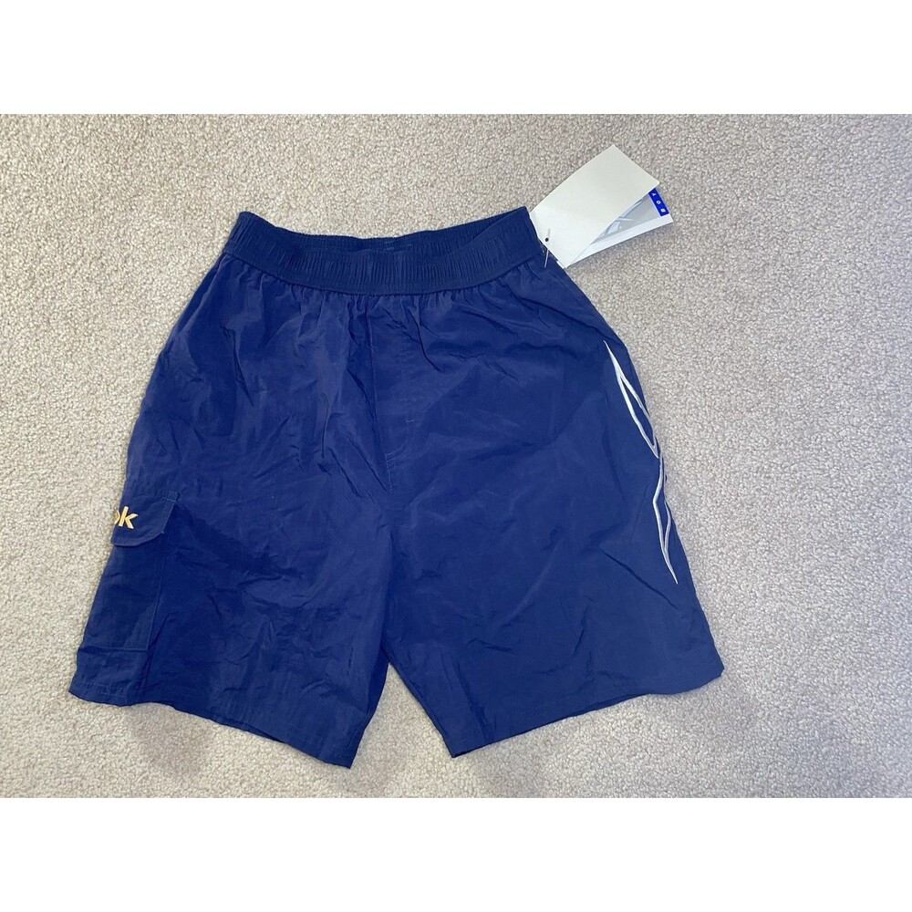 Vintage 1996 Boys Reebok XL Navy Blue Nylon Cargo Board Shorts NWT Size XL